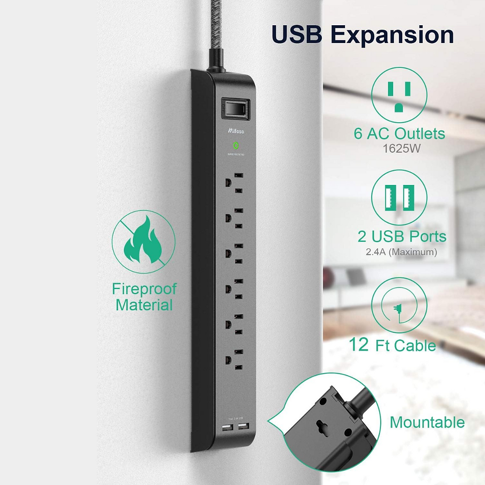 Thumbnail: Mifaso Surge Protector Power Stripe (12ft cord)