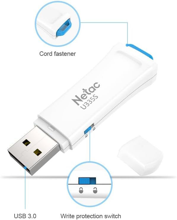 Thumbnail: Netac 64GB USB 3.0 Flash with Write Protection Switch