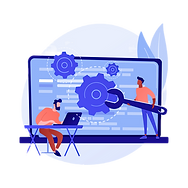 an illustration of a professional engineer arranging various computer components