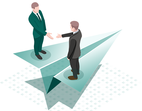 illustration of two businessmen engage into business partnership 