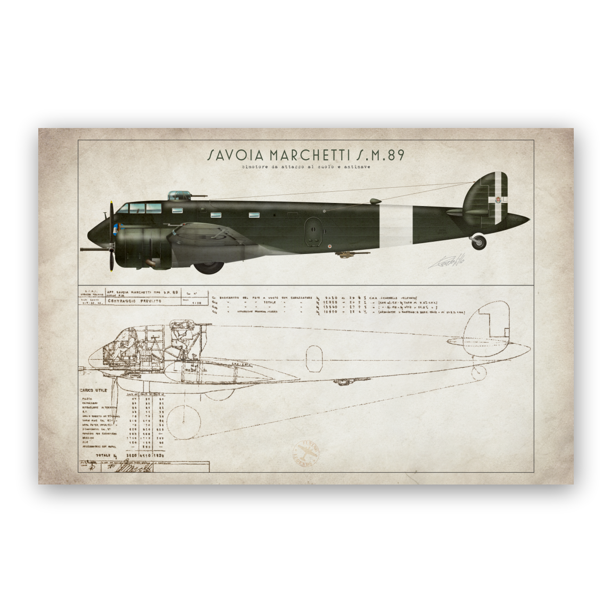 Litografia Savoia Marchetti SM.89