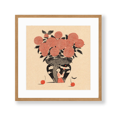 Evening Light (print) - Sugimoto Sanae 杉本さなえ | two persimmons