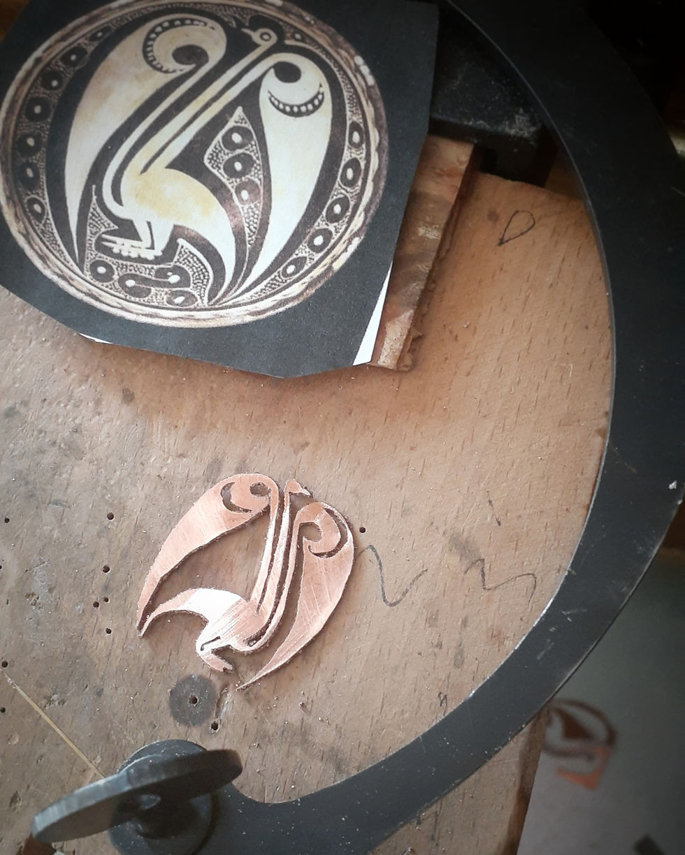 Thumbnail: Silver Heron Pendant Modeled from Iran Earthenware Bowl