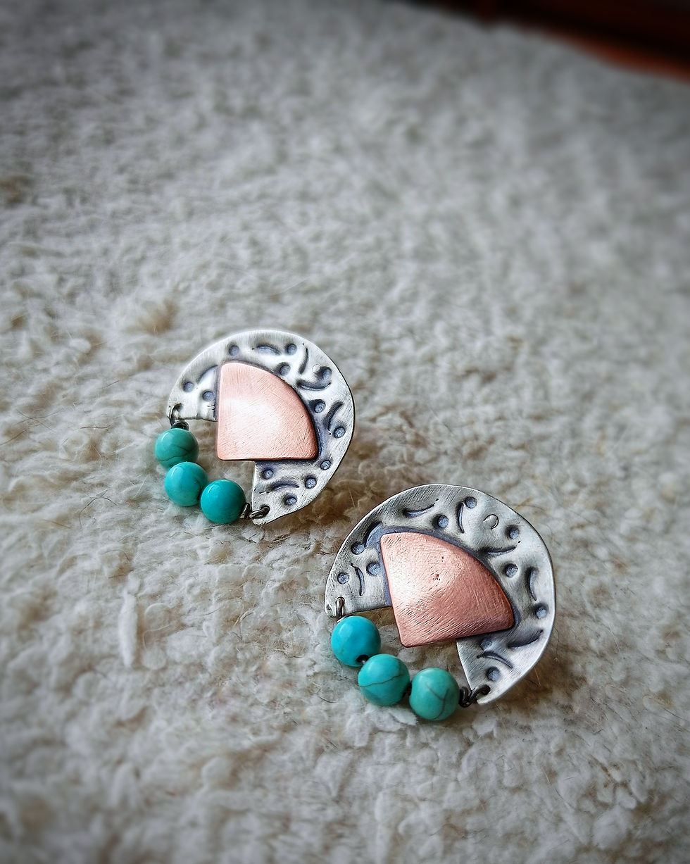Thumbnail: Turquoise Earring Nestled in Sterling Silver