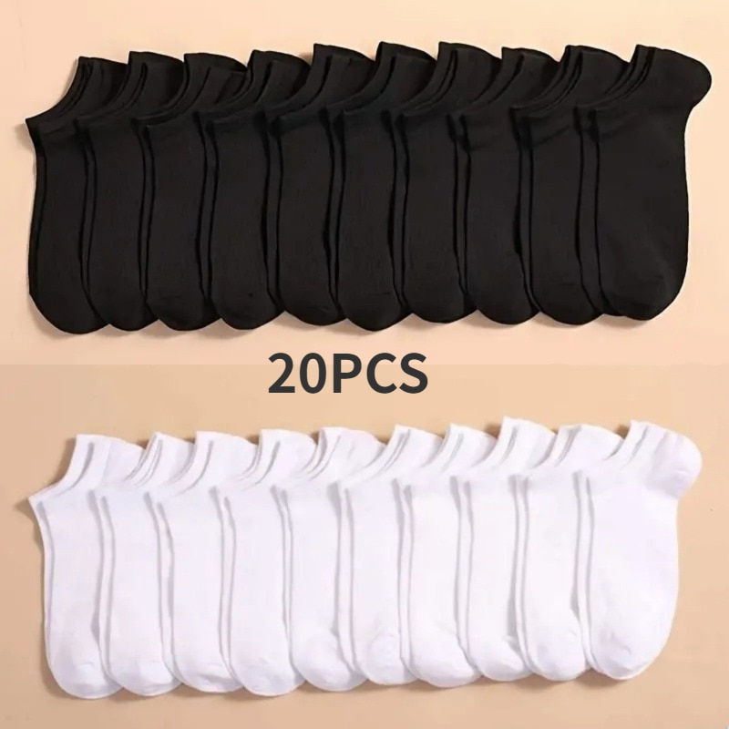 10 Pairs Unisex Casual Plain Color Boat Socks Thin Breathable Comfy Anti Odor Sw