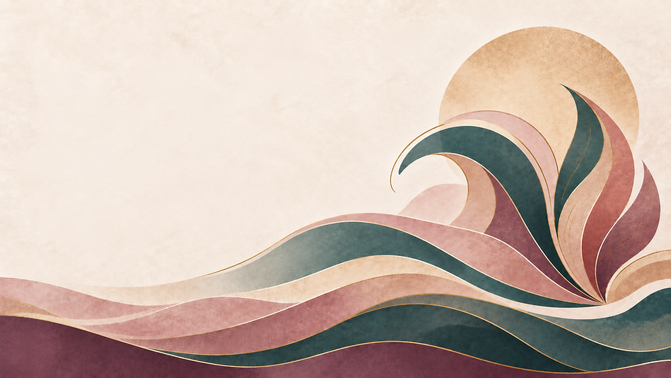 Lomilomi: layered ocean waves suggesting rhythm, flow, and renewal.