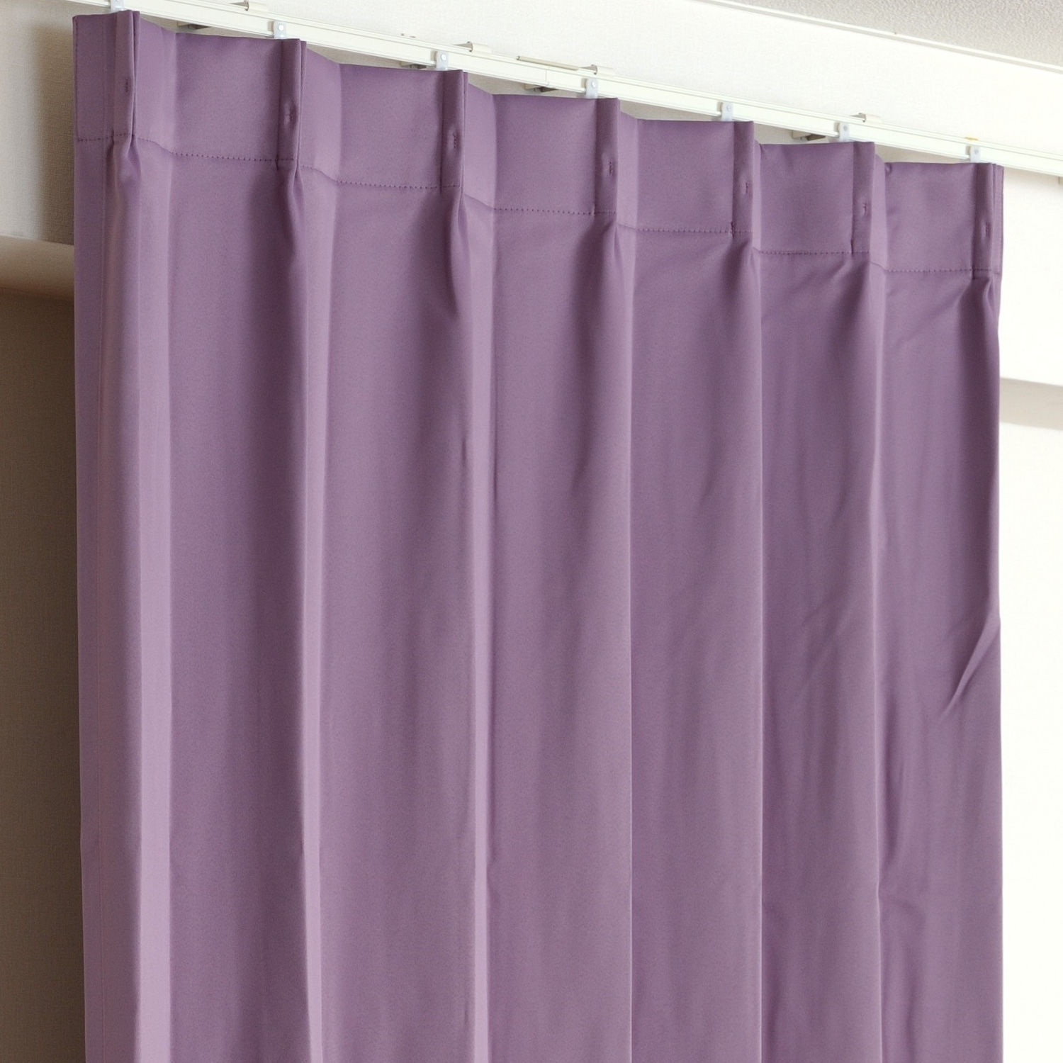 カラーカーテン：パープル：防炎1級遮光カーテン＆防炎レースカーテン