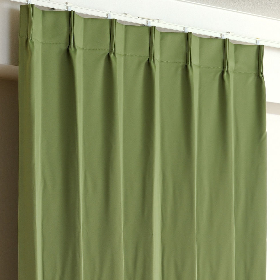 カラーカーテン:モスグリーン:防炎1級遮光カーテン&防炎レースカーテン