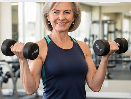 Older woman strength training with dumbbells