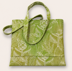 Green fabric bag with plant print