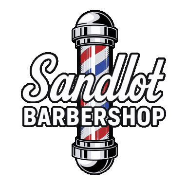 Sandlot Barbershop animated logo with a spinning barber pole