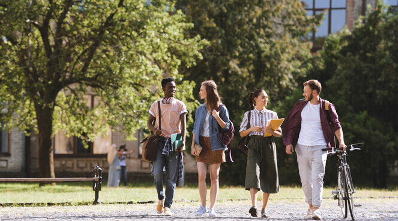 People walking on University campus