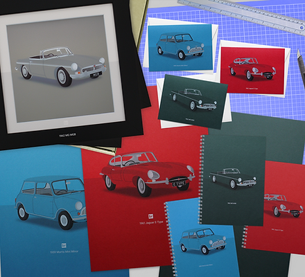 Cards - Prints - Gifts - Classic Car Collection - Ben Roach - Creative Graphic Art