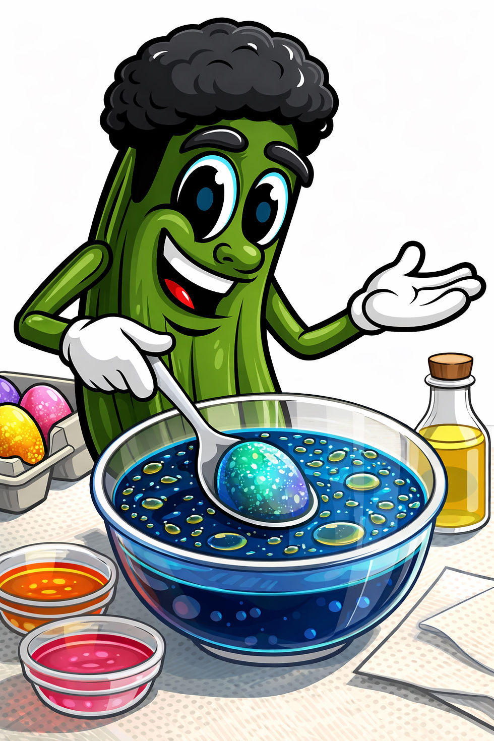 Vinny dyeing Easter Eggs