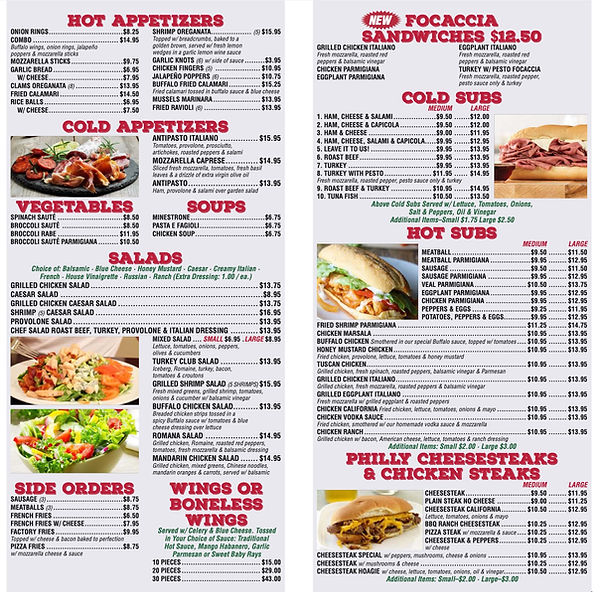 Menu Pizza Pasta Factory