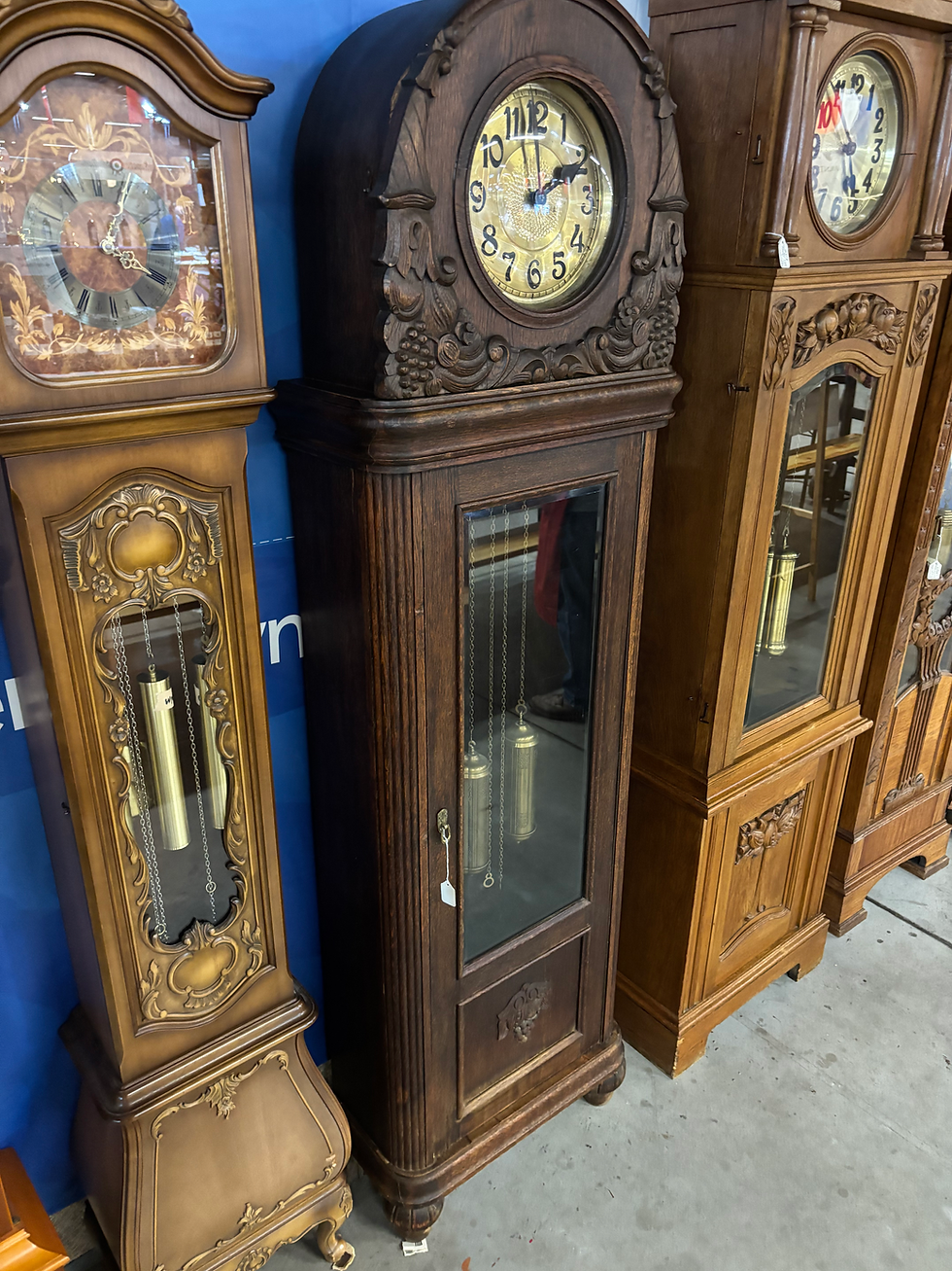 Thumbnail: Antique 1920-30’s German Round Top Grandfather Clock