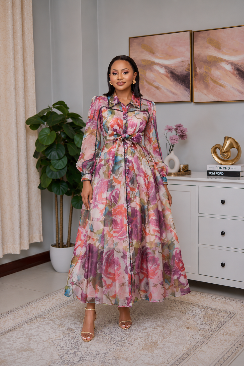KGALA LUXE PINK MAXI DRESS