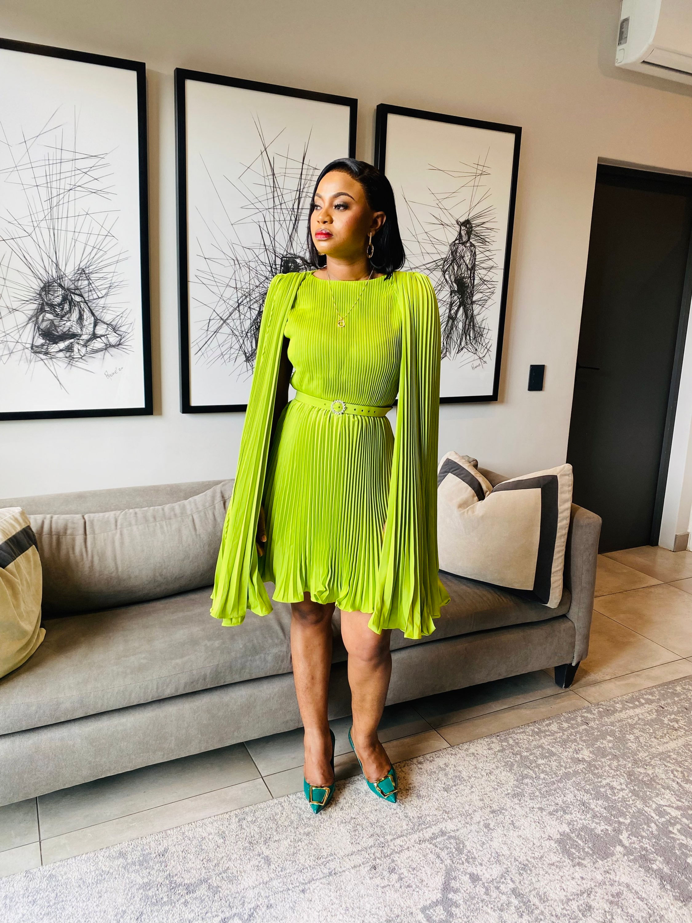 CAVIAR GREEN LUXE DRESS