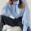 Thumbnail: SINEH BLUE SHEER BLOUSE