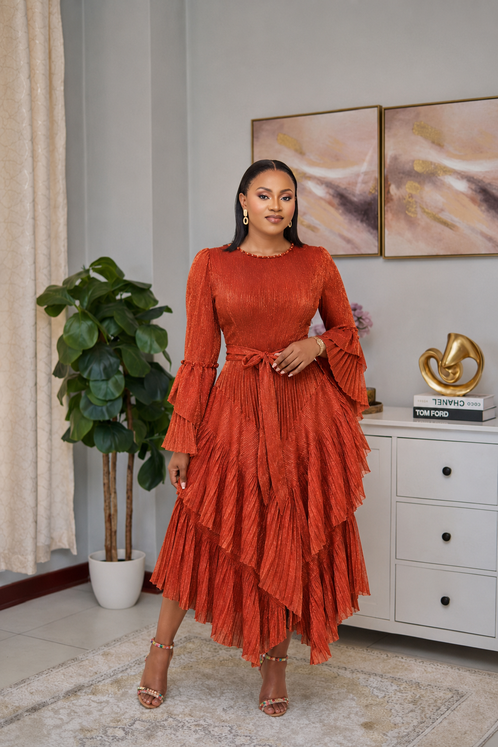 KIKI ORANGE LUXE DRESS
