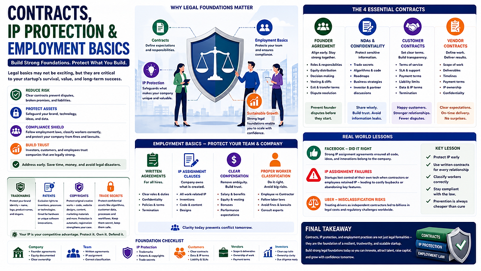 Contracts, IP Protection, and Employment Basics: Building a Legally Strong Startup