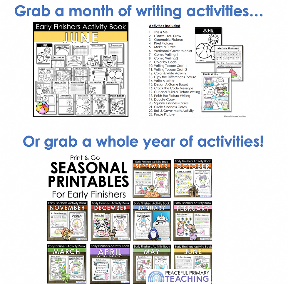 end of year workbook for early finishers