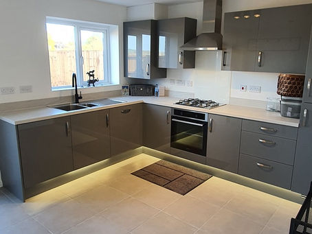 Fitted new ceiling lights, assembled furniture, fitted led lights under the kitchen units and etc