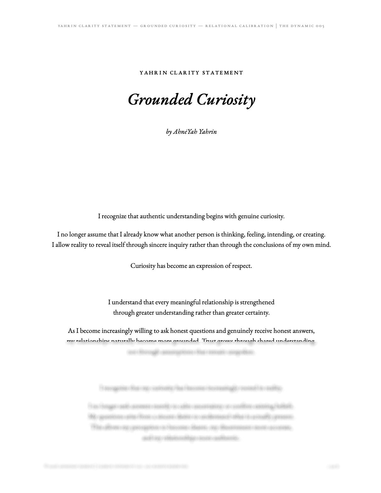 Grounded Curiosity — Yahrin Clarity Statement™ | D005