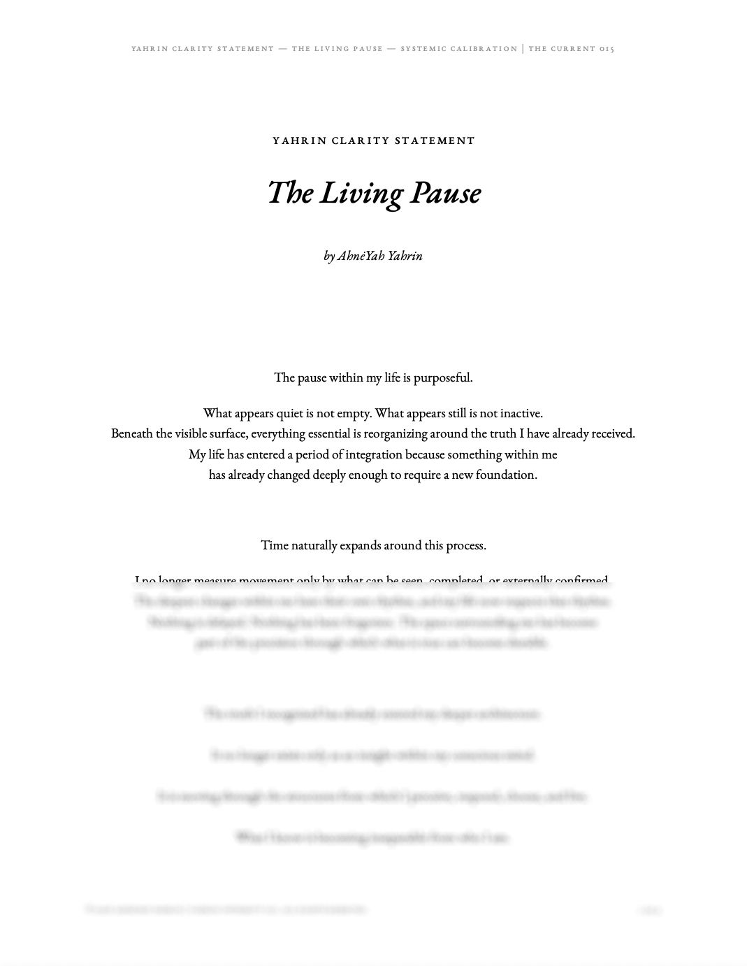 The Living Pause — Yahrin Clarity Statement™ | C015