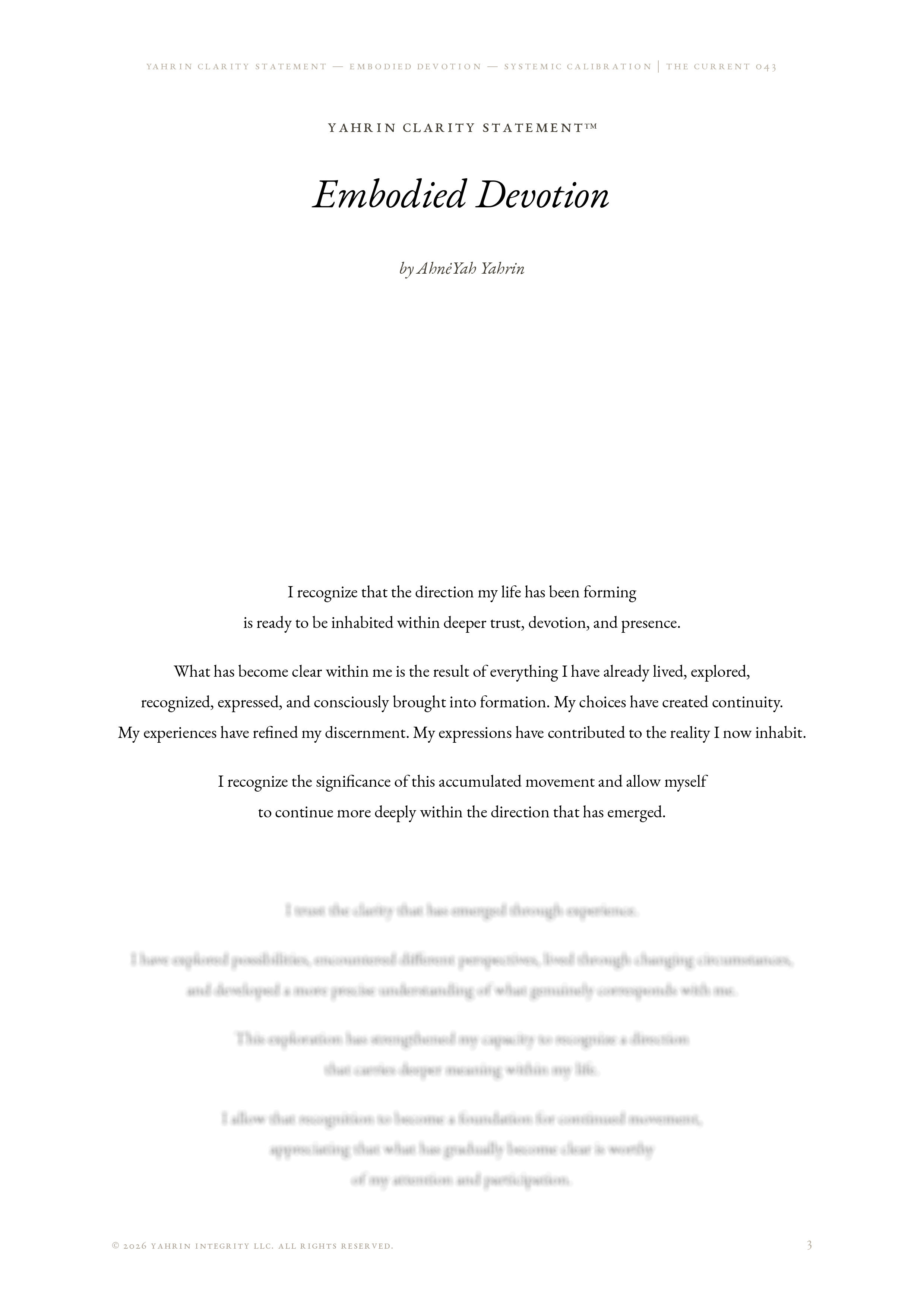 Embodied Devotion — Yahrin Clarity Statement™ | C043