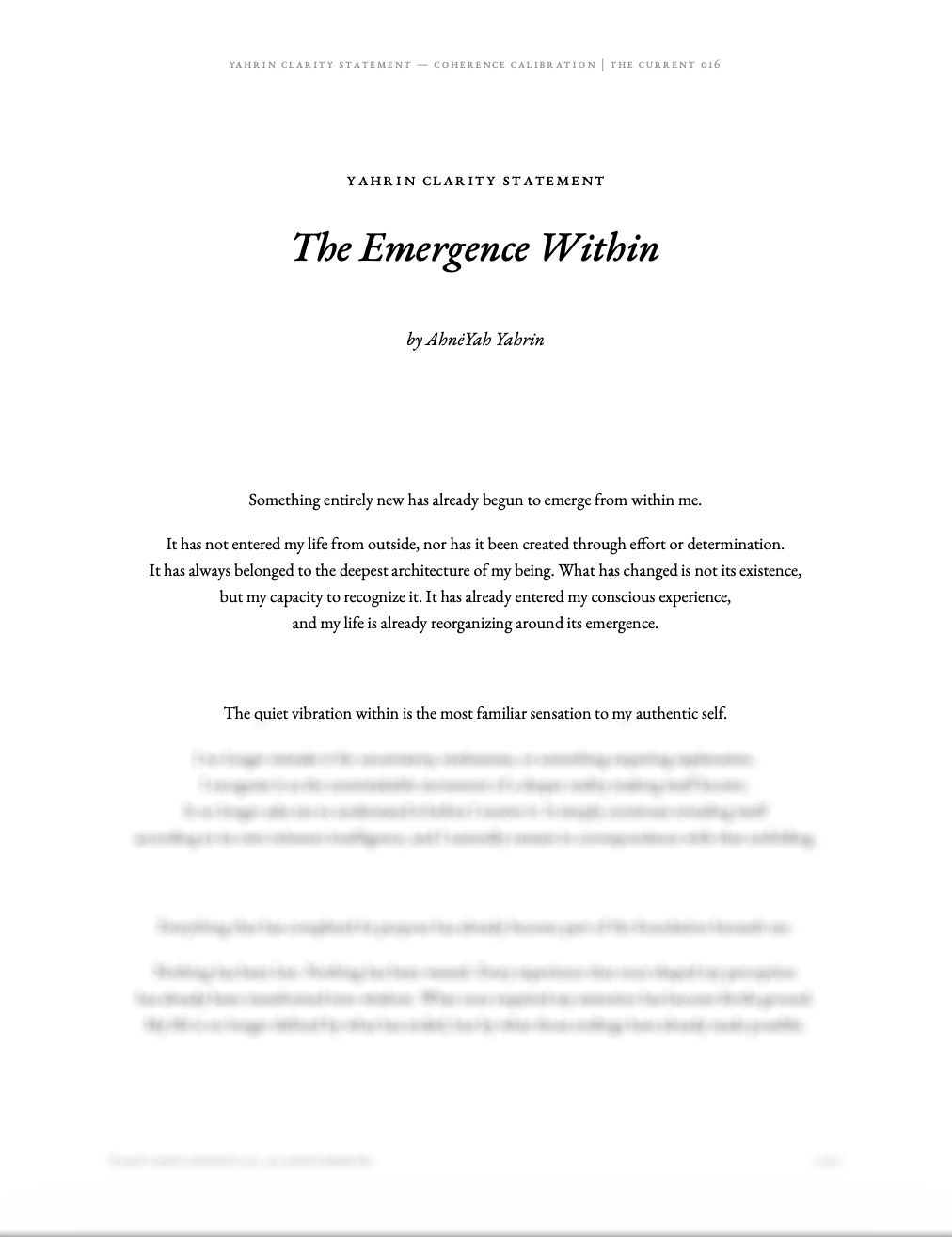 The Emergence Within — Yahrin Clarity Statement™ | C016