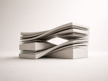 Minimalist architectural structure expressing structural coherence through alignment, negative space, and perceptual clarity.