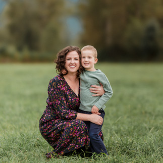 Parent-child portrait in park setting