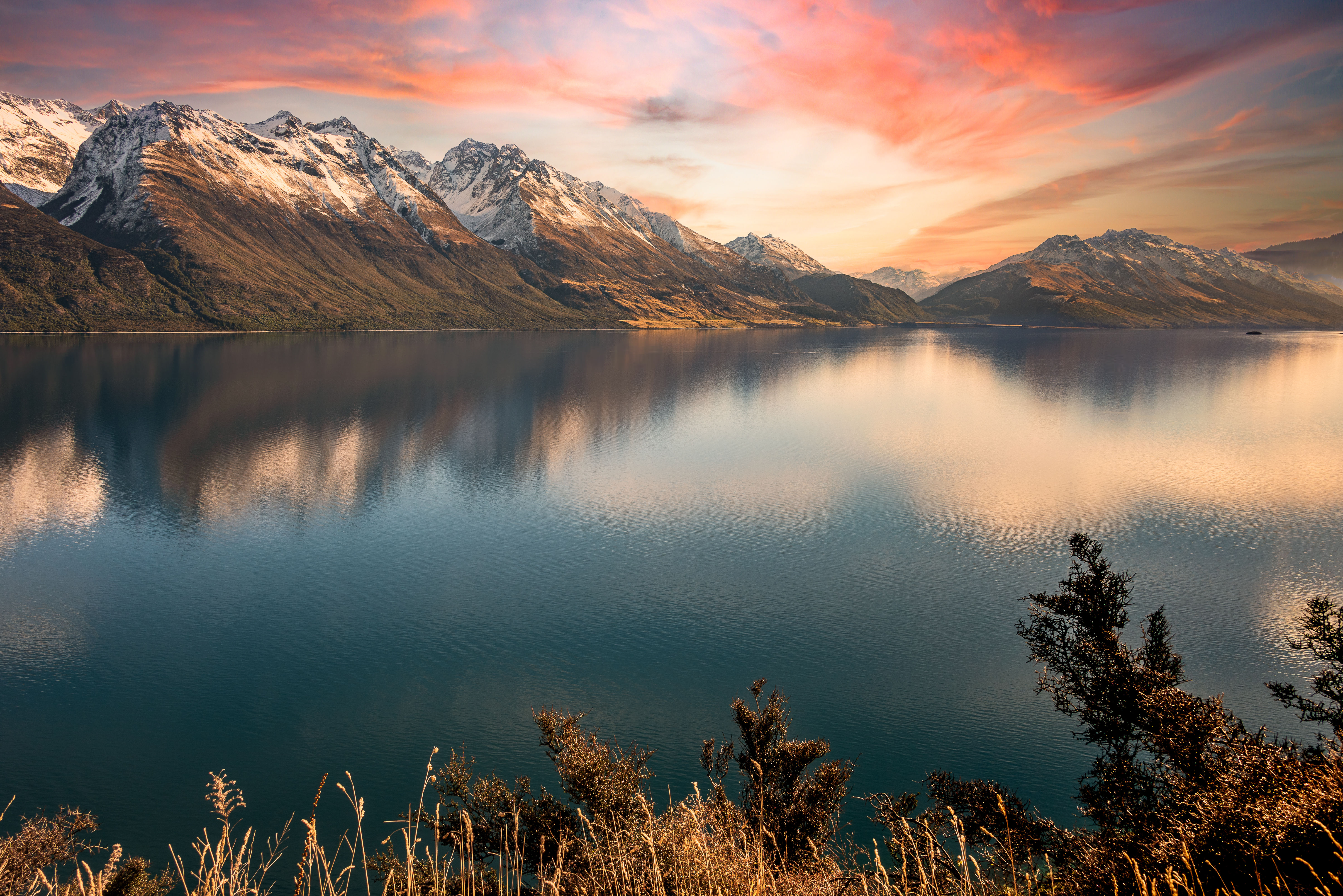 Tranquil Twilight: New Zealand's Majestic Mountain Lake