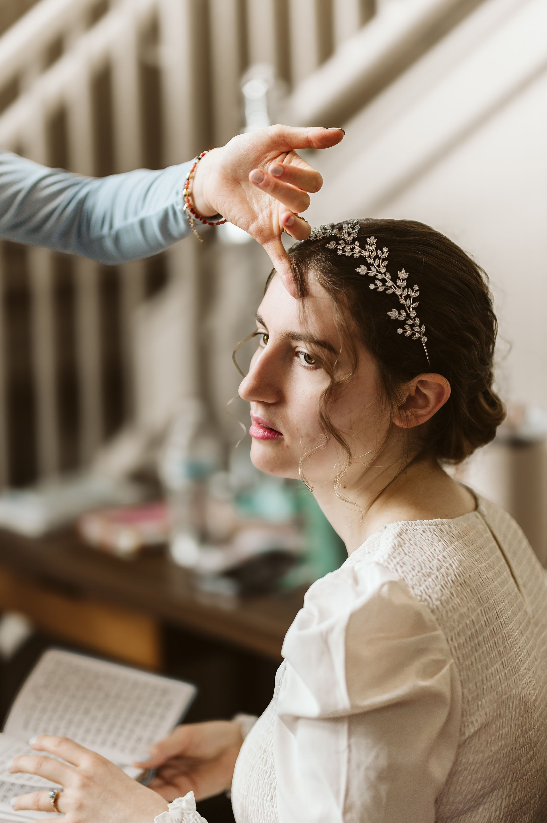 Bride getting ready moment