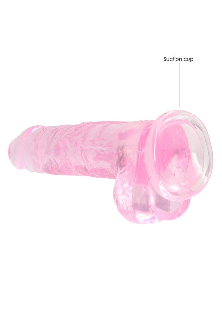 Thumbnail: Real Rock Crystal Clear 8" Realistic Dildo With Balls - Pink