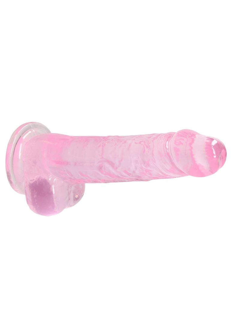 Thumbnail: Real Rock Crystal Clear 8" Realistic Dildo With Balls - Pink