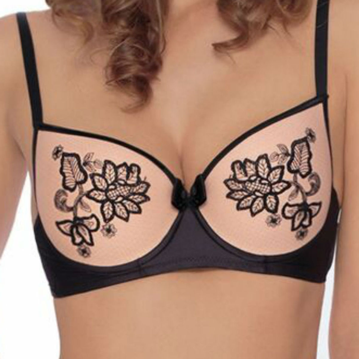 Roza Mehendi Push Up Bra Black