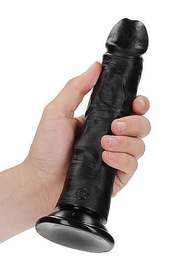 Thumbnail: Real Rock - Curved Realistic Dildo with Suction Cup Black 8" - Black