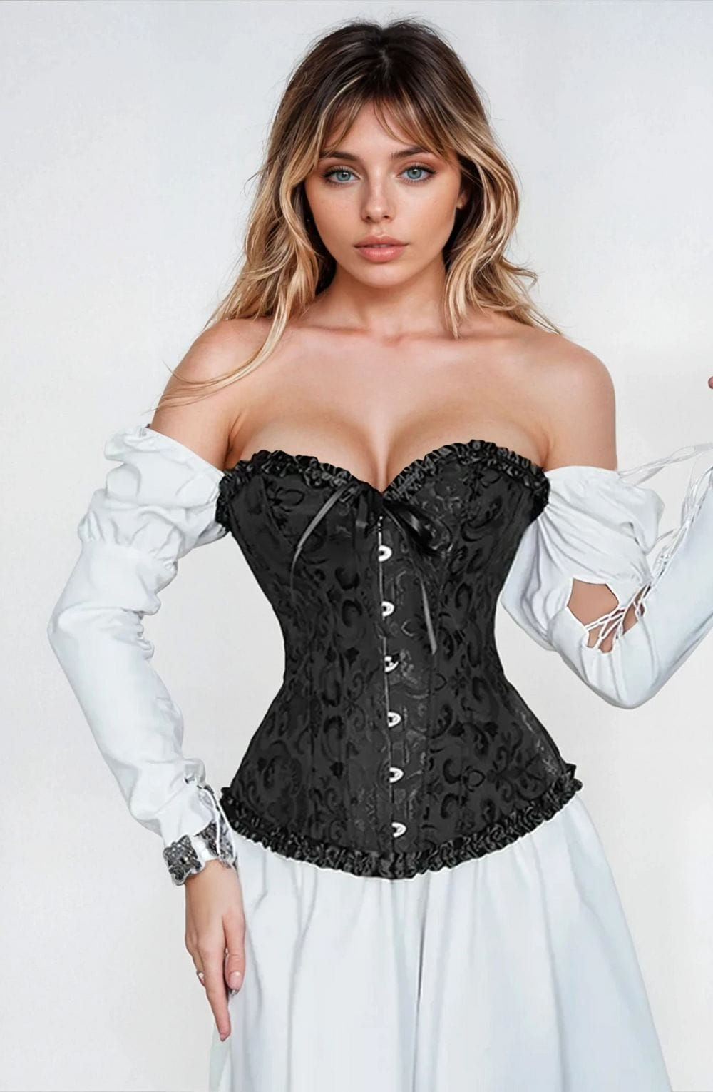 YesX YX886 Stunning Black Brocade Corset Up to 5XL