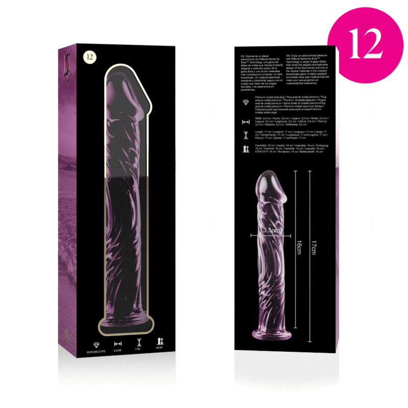 NEBULA - MODEL 12 DILDO BOROSILICATE GLASS PINK 17 x 3.5CM