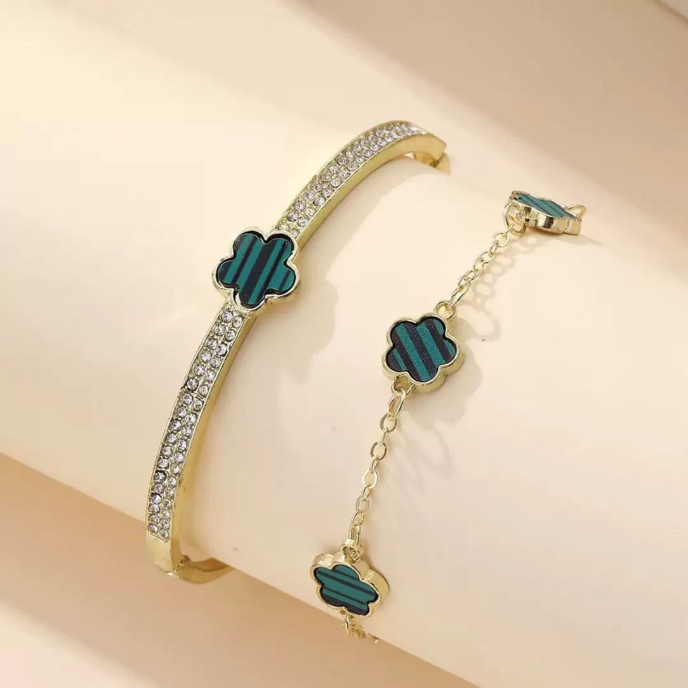 Thumbnail: Green bangle and bracelet set 