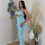 Thumbnail: BLU KNIT STRIPE HALTER TOP & PANT SET