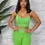 Thumbnail:  LIME SEMALESS STRAP CROP TOP & SHORT