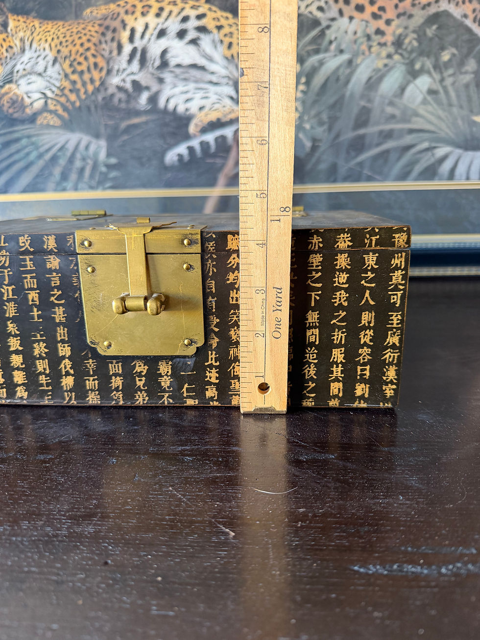 Thumbnail: Decorative Asian Style Wooden Keepsake Box with Brass Latch