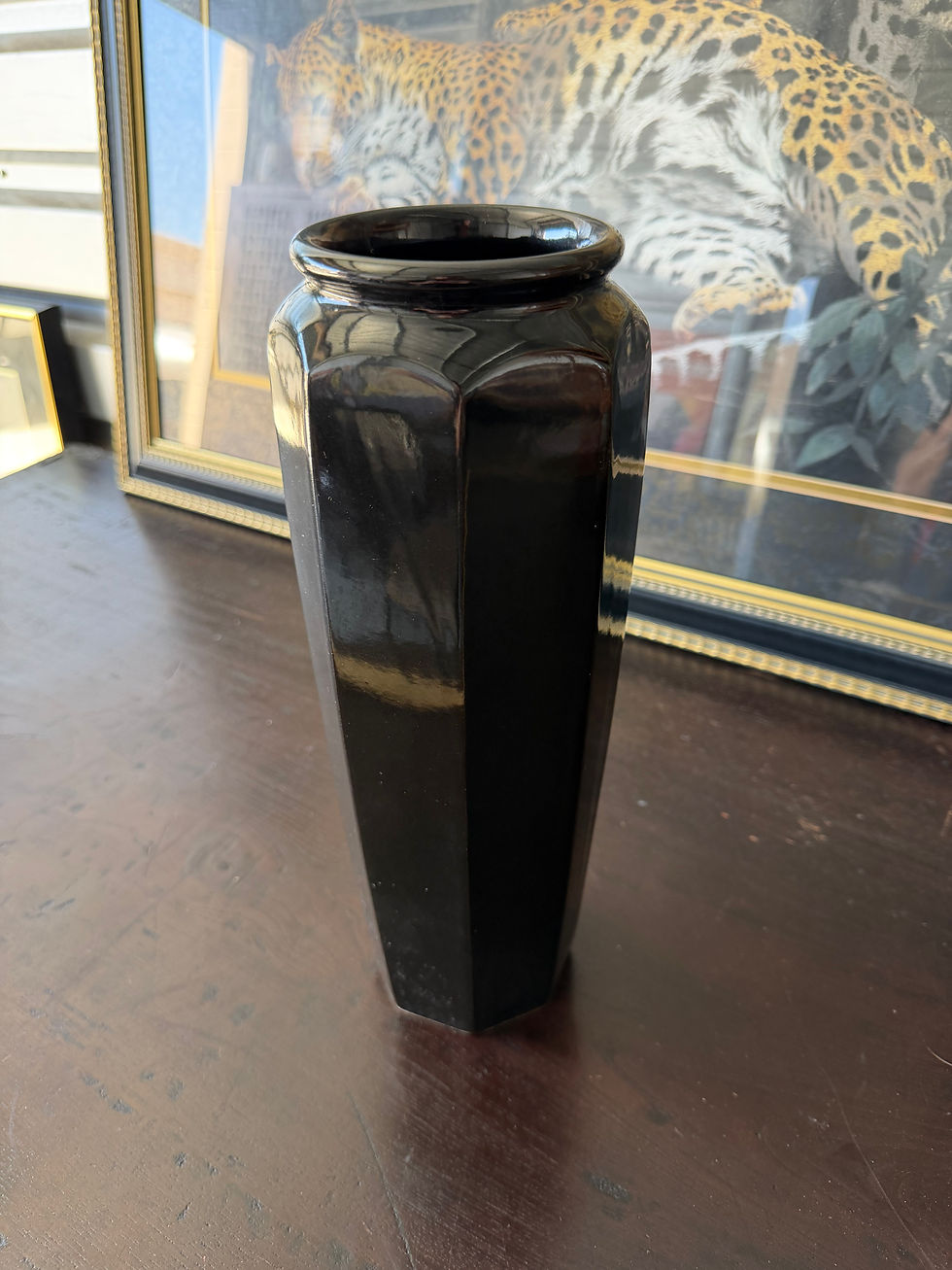Thumbnail: Tall Black Ceramic Vase | Glossy Home Décor Accent