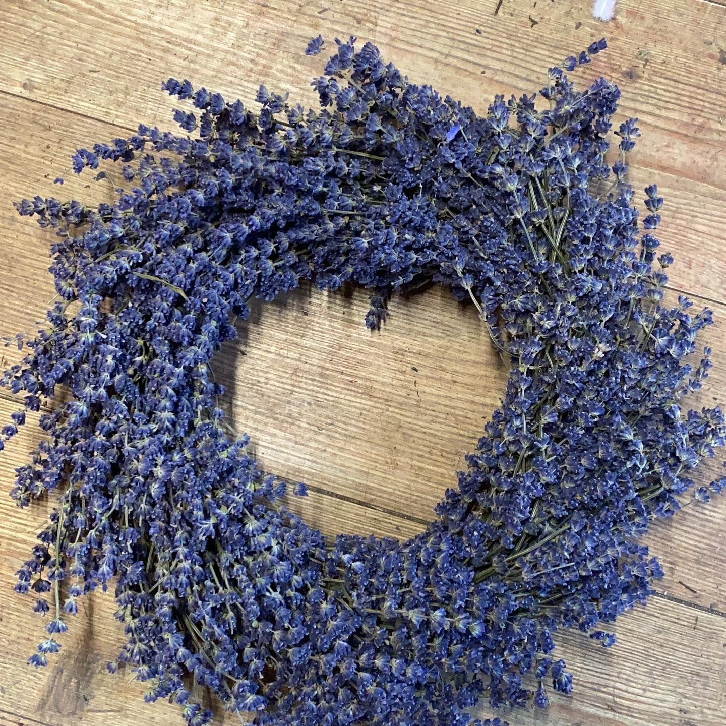 Round Dried Lavender Wreath - Handmade
