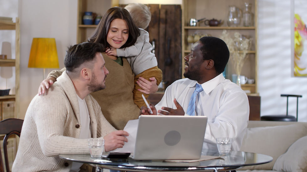 Family discussing income protection and disability insurance with a financial professional