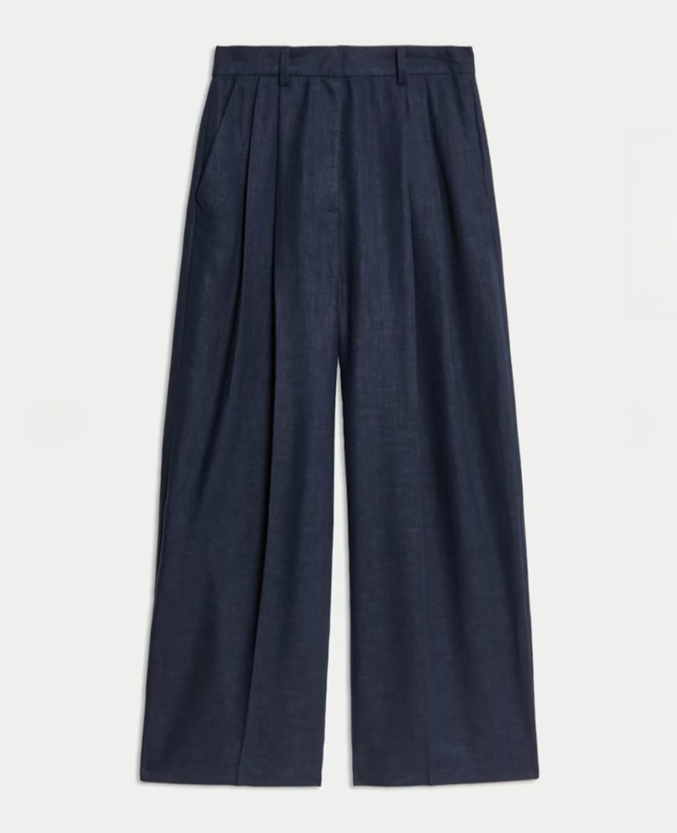 Linen Rich Twill Wide Leg Trousers from M&S Collection (€55)