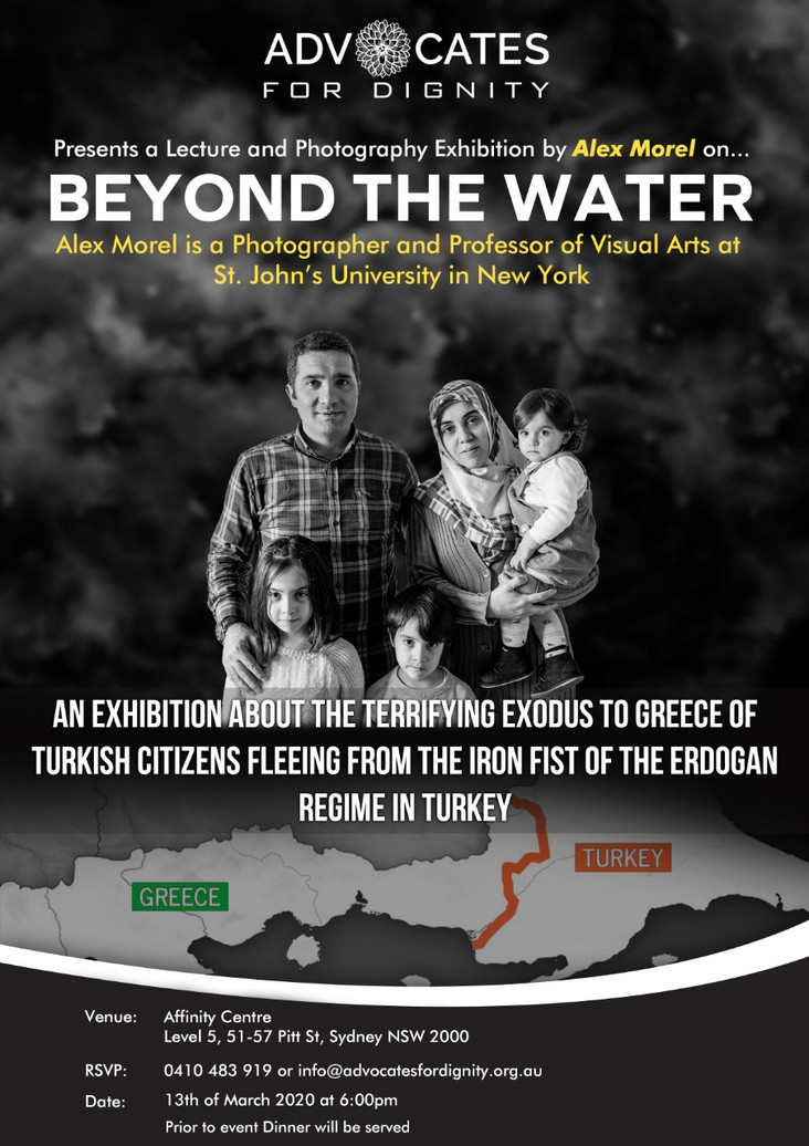 Beyond the Water is a photography exhibition and lecture about the terrifying exodus to Greece of Tu